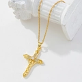 Gold-plated cross necklace with white zircon stones on a white classical pillar stand - Gold/White Zirconia Cross/O