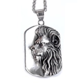 Collana con ciondolo rettangolare a testa di leone in acciaio inossidabile vintage da uomo - Colore Acciaio (Senza Catena) (D0311)