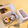 Cupcake soy candle gift box with window display and white cardboard packaging - 2 Pieces Style B