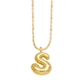 Minimalist gold-plated bubble letter S pendant with sphere chain for women - Letter S
