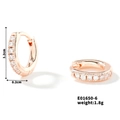 Elegant rose gold hoop earrings with white zircon stones in a minimalist design - E01650-6 / Rose Gold / White Zirconia