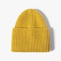 Gorro de punto amarillo jengibre con costillas gruesas y dobladillo ancho para invierno - Amarillo Jengibre