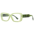 Montatura occhiali quadrata verde traslucido con stanghette con motivo a marmo - Montatura Verde Chiaro Lente Trasparente (C18)