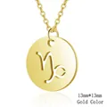 Polished golden stainless steel necklace with hollowed Capricorn zodiac pendant - Capricorn