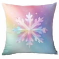 Détail de la housse de coussin de Noël en velours doux avec dégradé arc-en-ciel et flocon - 45x45cm (Sans Insert) / Flocon de Neige Iridescent (CDR351-7)