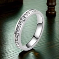 Elegant silver titanium steel ring for men featuring clear square-cut stone settings - Size 5 / Single Row Square Rhinestone Style (5-B-4) / Steel