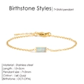 14K gold plated stainless steel bracelet featuring a rectangular October opal pendant - October Opal (Pink Tourmaline/Opal Color)