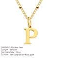 Elegantly crafted 14K gold-plated stainless steel necklace with letter P pendant - Letter P / Gold