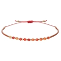 Handgeweven armband met gefacetteerde oranje stenen van 2 mm en rood koord - Donkerrood