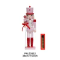 38cm macaron pink wooden nutcracker soldier with sweet dessert staff and gift box - Lollipop Style (Z3852)