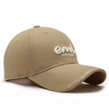 Khaki cotton baseball cap with white 3D embroidery featuring emi SUPERIOR text - Deep Beige
