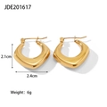 Orecchini a cerchio geometrici in acciaio inossidabile placcato oro 18k 2,1x2,4cm - Oro Piatto Forma a U (JDE201617)