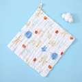 Soft 6-layer cotton baby washcloth with ocean marine prints on a blue background - Starfish