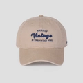 Classic beige cotton baseball cap with blue vintage embroidery and a curved brim - M (56-58cm) / Khaki