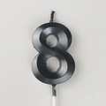 Elegant gold-trimmed number 8 birthday candle in black for cake decoration and parties - Number 8 / Black and Gray