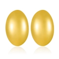 Minimalist matte gold oval egg-shaped stainless steel earrings in symmetrical view - Minimalist Matte Oval Egg