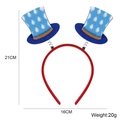 Red headband with blue mini hats and diamond pattern, size 21x16cm, weight 20g - Top Hat Style
