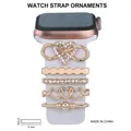 Golden rhinestone watch band charms for Apple Watch silicone straps in 5-piece set - Infinity Heart Style (5572578809363) / Black Sponge Packaging / No.25 Gold