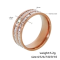 Anello minimalista in acciaio inossidabile oro rosa con doppia fila di zirconi, 8mm - US 4 / Oro Rosa Doppia Fila Zircone