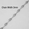 Collana a catena geometrica in acciaio inossidabile argento con perline ovali da 3mm - 2# Catena Geometrica di Base (3mm)