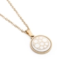 Elegante collana dorata a fiori con pendente rotondo bianco su catena sottile - Oro