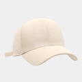 Close-up of fine corduroy texture and adjustable strap on a cream baseball cap - Adjustable / Beige
