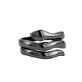Three-layer wrap serpent ring in polished black metal finish with minimalist punk style - Adjustable Open / Style 21 (Triple Glossy Black Snake)