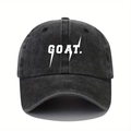 Berretto da baseball vintage grigio scuro lavato con stampa GOAT e tesa curva - Nero