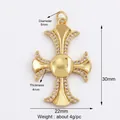 Golden flower cross pendant with sparkling zircons in classic western fashion style - Gold/Cross