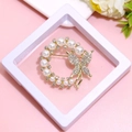 Golden ring brooch with white pearls and crystal butterfly on elegant pink background - XZ124-Ring Butterfly-Boxed