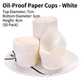 Set of 50 white greaseproof paper baking cups, 7x5x4cm size for cupcakes and muffins - Greaseproof Paper Cups / White