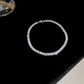 Elegant silver tennis bracelet with rectangle zircon stones on a black velvet background - 2# Bracelet - Silver