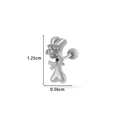 Silberner Knochen-Knorpelstecker mit Schleife und Zirkonia, Größe 1,25 cm x 0,56 cm - 7# Knochen & Schleife Form - Silber
