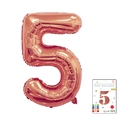 Rose gold number 5 foil balloon with metallic finish and original card packaging - 40-inch Rose Gold 5-inch Cardboard Box