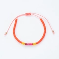 Handgefertigtes Boho-Armband mit orangefarbenen Heishi-Perlen und rosa Marmorstein - Orange