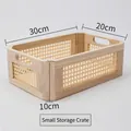 Small size vintage rattan storage basket with wooden frame, 30x20x10cm dimensions - Small Round Natural Low Style