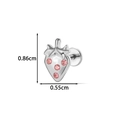 Titanium strawberry labret stud with pink crystals for ear and lip piercings - Silver Strawberry Style (T2583-9#Silver)