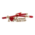 Bracelet ajustable en corde tressée rouge avec breloque cœur dorée I Love Mom pour la Fête des Mères - I ❤️ Mom Corde Rouge Tressée