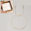 Handmade June Moonstone birthstone bracelet with gold copper beads and adjustable white cord - June-Moonstone (Boxed Set)