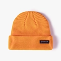 Fashionable orange knit beanie featuring a vertical ribbed design and MTEESX logo patch - One Size / Orange