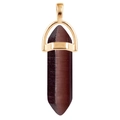 Hexagonal column necklace with reddish brown quartz crystal and gold metal clasp - Purple Cat Eye / + Waxed Cord Gold Tail Chain