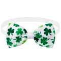 Papillon bianco per animali di San Patrizio con trifogli verdi e cinturino regolabile - Trifoglio Grande Base Bianca (BT141-A-14)