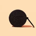 Oreo cookie style silicone protective case for AirPods with metal carabiner clip - Black Oreo Logo With Carabiner / AirPods 1/2 Gen