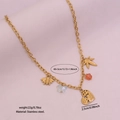 Golden stainless steel necklace featuring bee butterfly leaf and hollow floral heart charms - Bee Butterfly Heart Pendant Style (4#)