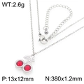 Silver stainless steel necklace with cute red cherry pendant and 13x12mm dimensions - Silver Round Red Ruby Cherry Pendant (KN295051-GC)
