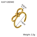 Anello aperto in acciaio inossidabile dorato con fiocco dal design retrò elegante - Stile Fiocco a Farfalla a Fascia Sottile (HJ47128DW0)