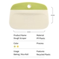 Green and white plastic dough scraper with measurement scale and unit conversion table - PP Plastic Dough Scraper
