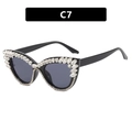 Lunettes de soleil œil de chat noires avec strass en cristal et verres gris - Zircone Blanche