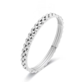 Silver triple-layer gear bracelet with watch strap pattern texture and industrial hinge design - Silver