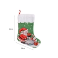 35cm green Christmas stocking with Santa Claus and bunny patterns for holiday gifts - Cartoon Plush 04-Green Festive Scene